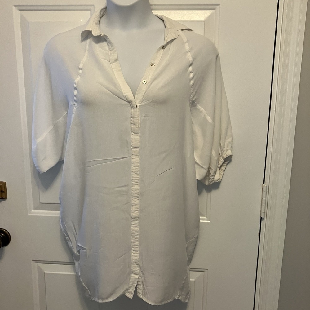 Lani California Women's Sz Small White Tunic‎ Shirt Beachy Coastal Boutique Top